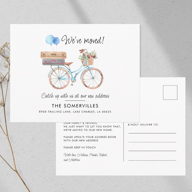 Postal Hemos cambiado la nueva dirección Boho Moving Invi (We Have Moved Boho Biker Moing Announcement Postcard)