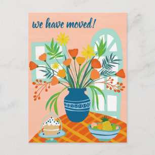 Postal HEMOS MOVIDO Floral Bouquet Nueva dirección de cas
