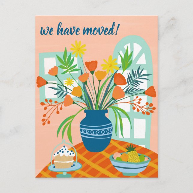 Postal HEMOS MOVIDO Floral Bouquet Nueva dirección de cas (Anverso)