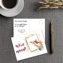 Postal Hemos movido la escritura a mano