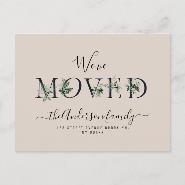 Postal Hemos movido las letras del follaje de nuevo hogar (Anverso)