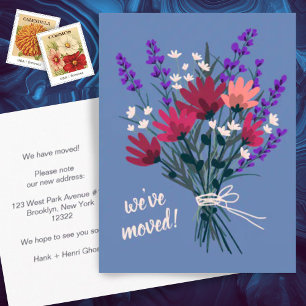 Postal Hemos movido Wildflower Bouquet nueva dirección re