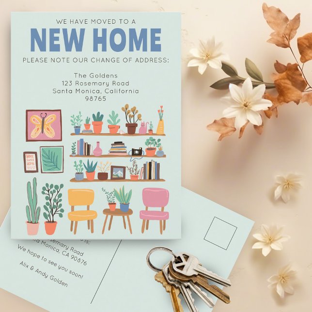 Postal Hemos Mudado Dirección Cambiar Sala De Vida Cuta (We Have Moved Address Change Cute Living room Illustration Custom Moving Announcement Postcard
)