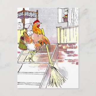 Postal Hen con escalones de montaje en la habitación a la