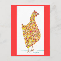 Postal Hen con manchas amarillas