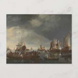 Postal Hendrick Dubbels - Puerto con veleros