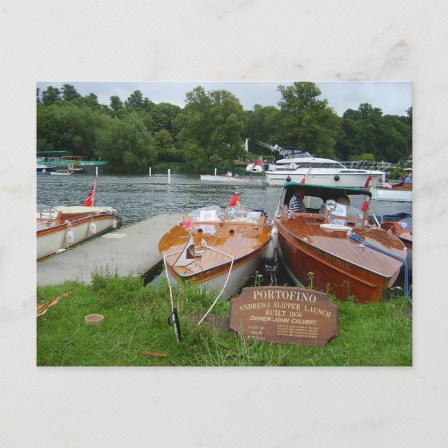 Postal Henley on Thames, barcos de motor de antigüedades (Anverso)