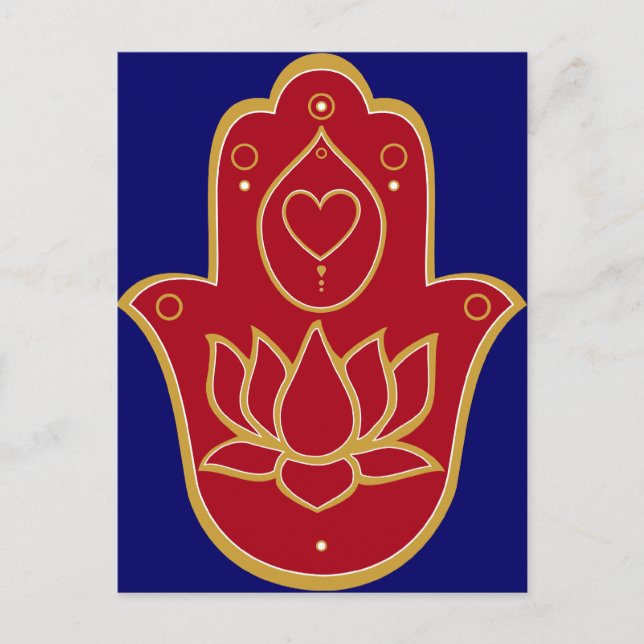 Postal Henna Hamsa Lotus (Anverso)