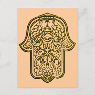 Postal Henna Hand of Hamsa (Golden)