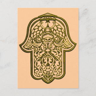 Postal Henna Hand of Hamsa (Golden)