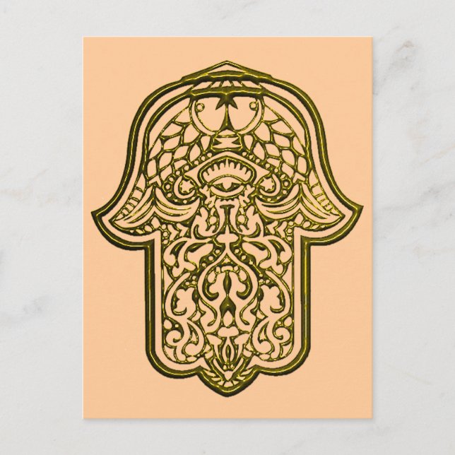 Postal Henna Hand of Hamsa (Golden) (Anverso)