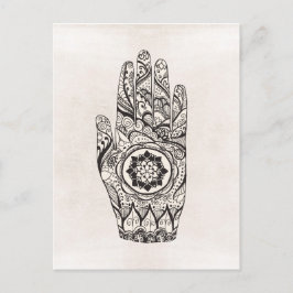 Postal Henna Hand Tattoo Con Flor Lotus