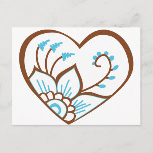 Postal Henna Heart Blue