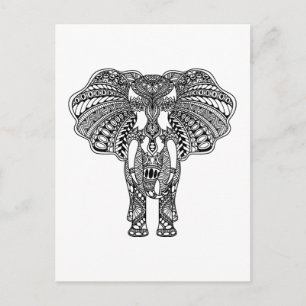 Postal Henna Mehndi decoró elefante indio