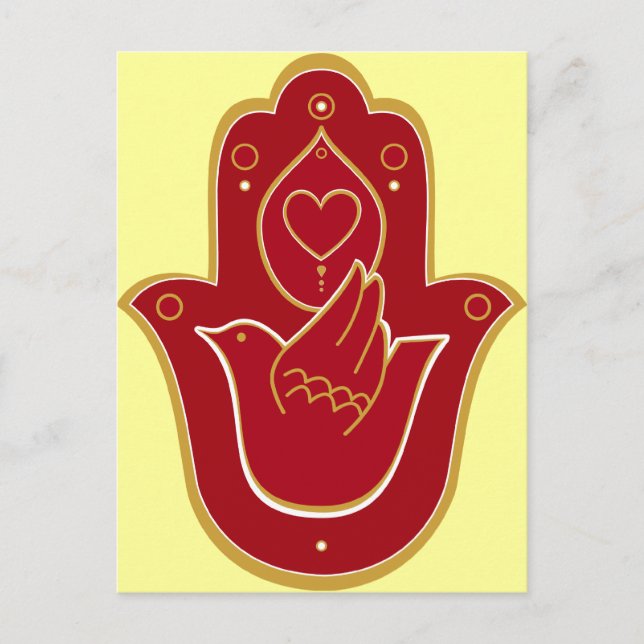 Postal Henna Peace and Love Hamsa (Anverso)