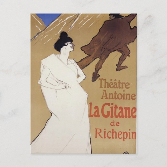 Postal Henri de Toulouse-Lautrec- La Gitane El gitano (Anverso)