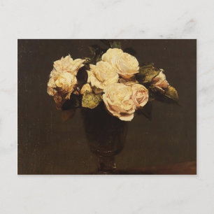 Postal Henri Fantin-Latour - Rosas blancas