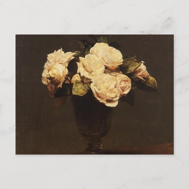 Postal Henri Fantin-Latour - Rosas blancas (Anverso)