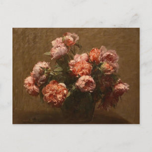 Postal Henri Fantin-Latour- Vase de peonías