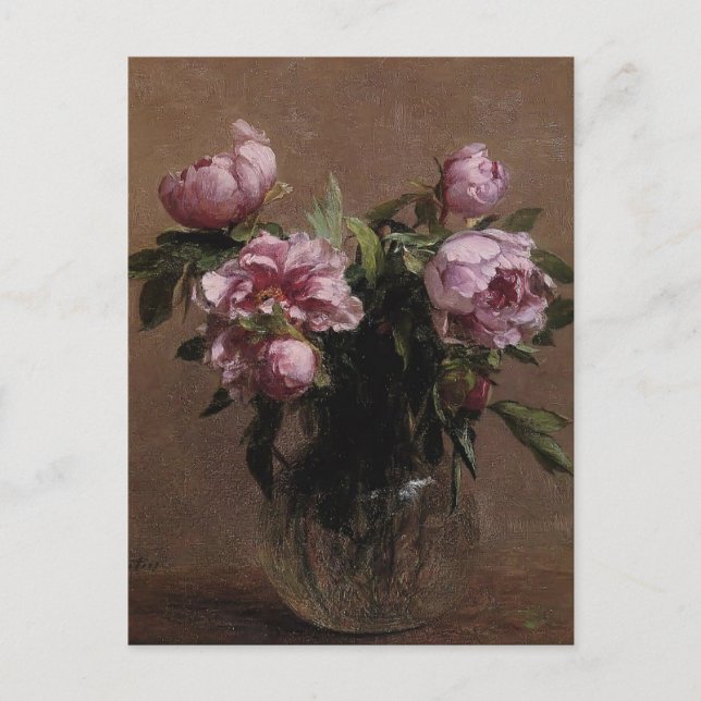 Postal Henri Fantin-Latour- Vase de peonías (Anverso)