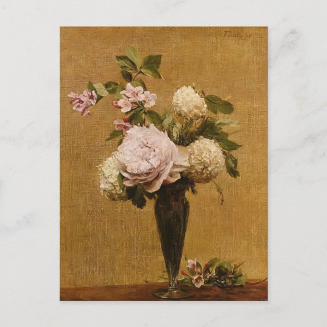 Postal Henri Fantin-Latour - Vase de peonías y bolas de n (Anverso)