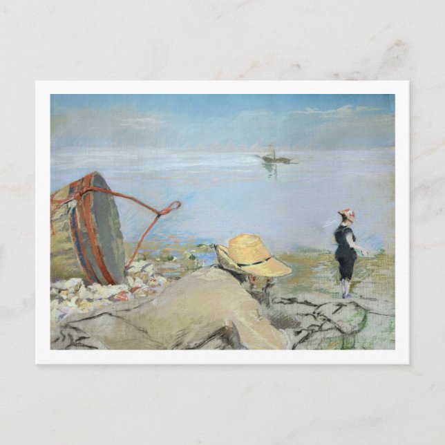 Postal Henri Guerard Relajándose en la playa (pastel sobr (Anverso)