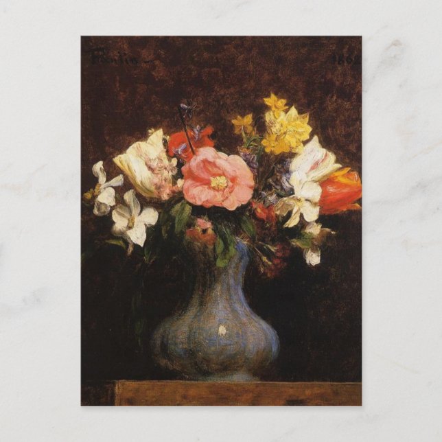Postal Henri Latour Flowers de época Camelias y Tulips (Anverso)