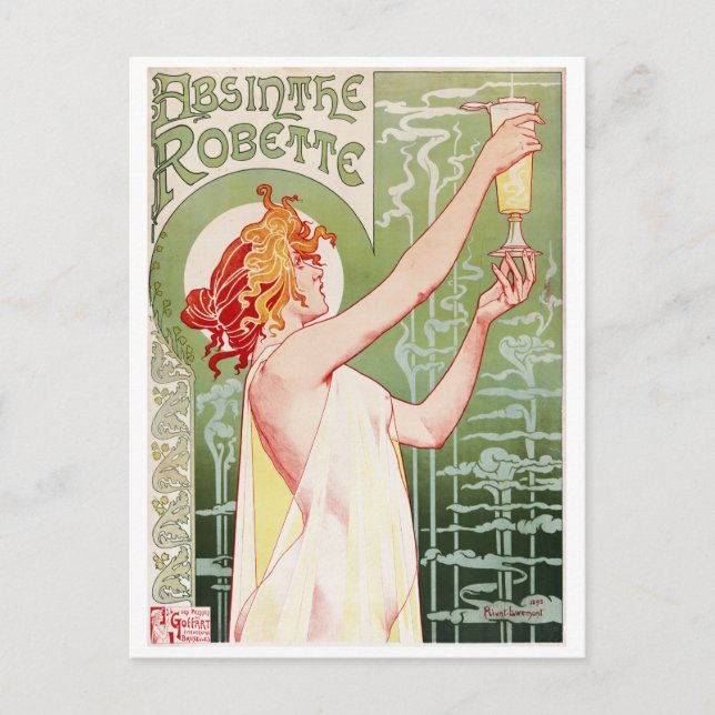 Postal Henri-Privat-Livemont. Absinthe Robette 1896 (Anverso)
