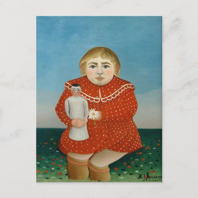Postal Henri Rousseau - El chica con una muñeca (Anverso)