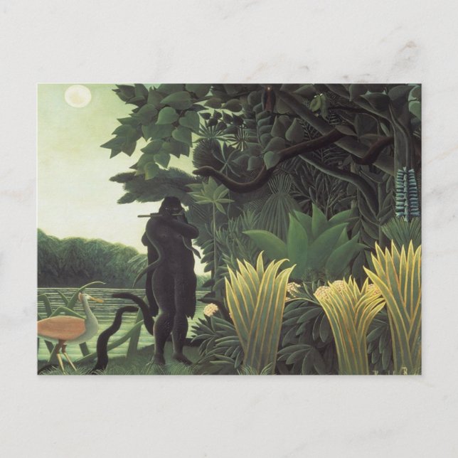 Postal Henri Rousseau - El encantador de serpientes (Anverso)