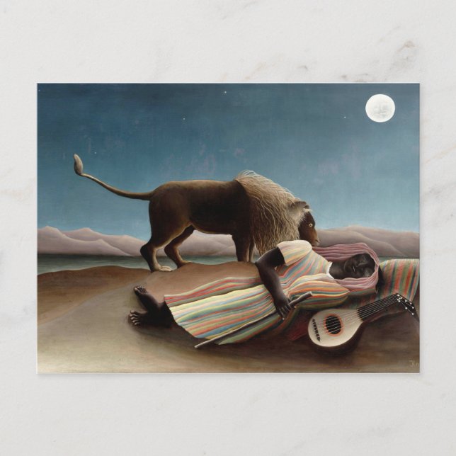 Postal HENRI ROUSSEAU - El gitano dormido 1897 (Anverso)