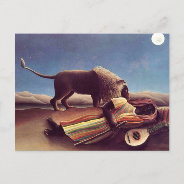 Postal Henri Rousseau - El gitano durmiente (Anverso)