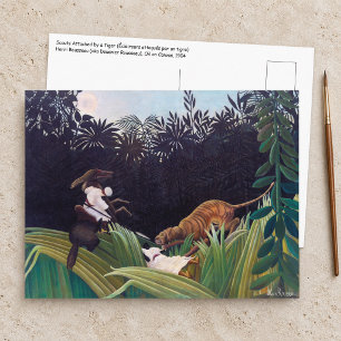 Postal Henri Rousseau - Exploradores atacados por un tigr