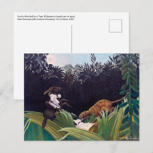 Postal Henri Rousseau - Exploradores atacados por un tigr