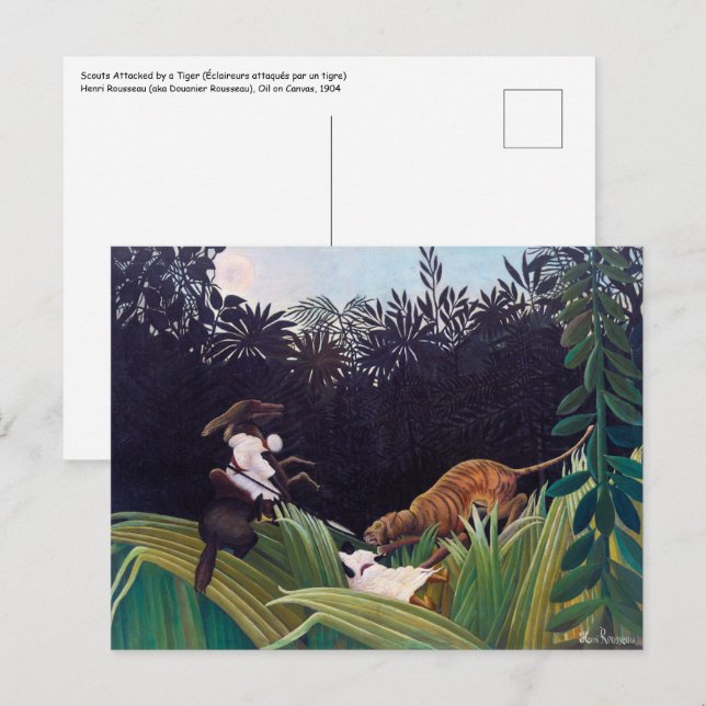 Postal Henri Rousseau - Exploradores atacados por un tigr (Anverso / Reverso)