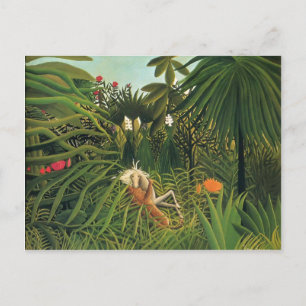 Postal Henri Rousseau - Jaguar atacando un caballo