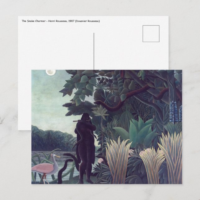Postal Henri Rousseau - La encantadora de serpientes (Anverso / Reverso)