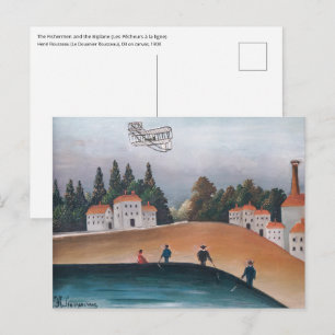 Postal Henri Rousseau - Los Pescadores y el Biplano
