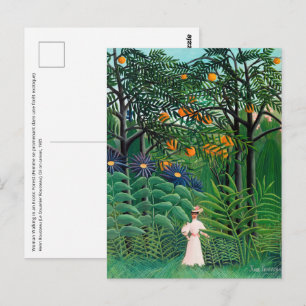 Postal Henri Rousseau - Mujer caminando en un bosque exót