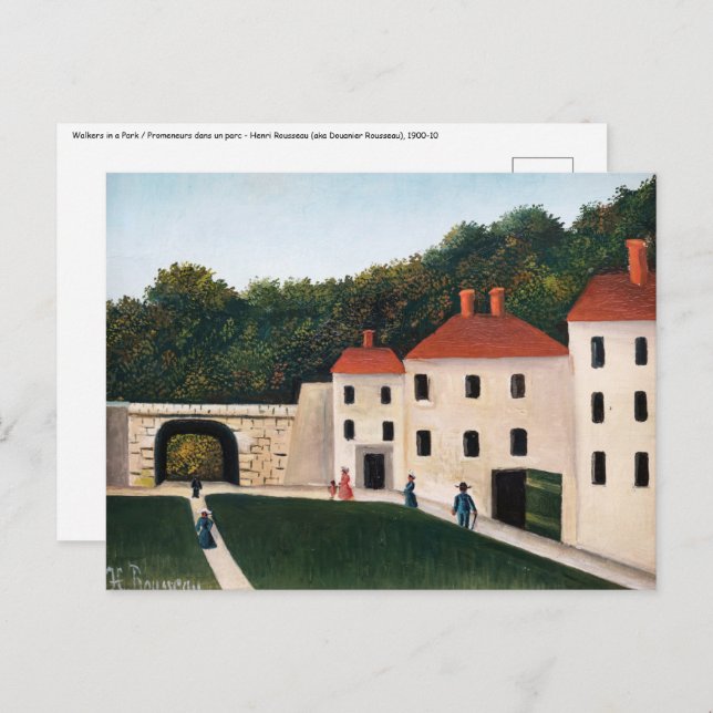 Postal Henri Rousseau - Paseantes en un parque (Anverso / Reverso)