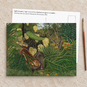 Postal Henri Rousseau - Pelea entre Tigre y Búfalo
