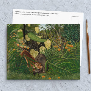 Postal Henri Rousseau - Pelea entre Tigre y Búfalo