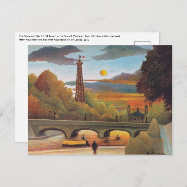 Postal Henri Rousseau - Seine y la Torre Eiffel en Sunset (Anverso / Reverso)