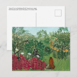Postal Henri Rousseau - Selva Tropical con Monos