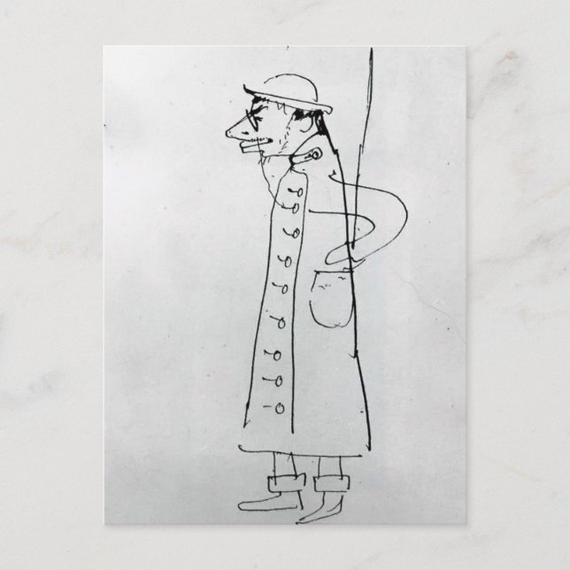 Postal Henri Toulouse-Lautrec: Autoretrato. Caricatura (Anverso)