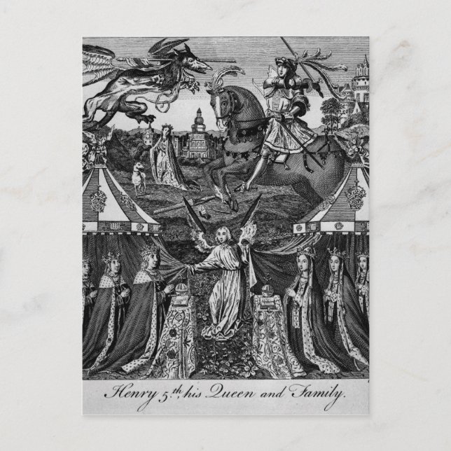 Postal Henry 5to, su reina y familia (Anverso)
