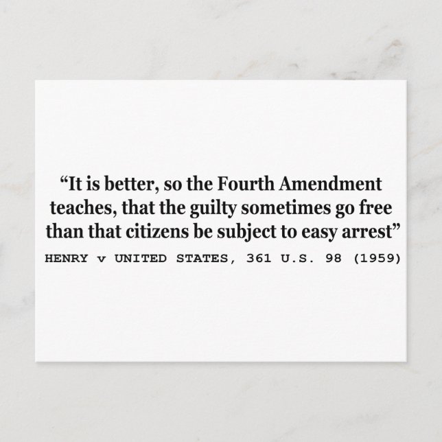 Postal HENRY/ESTADOS UNIDOS 361 US 98 1959 4ª enmienda (Anverso)