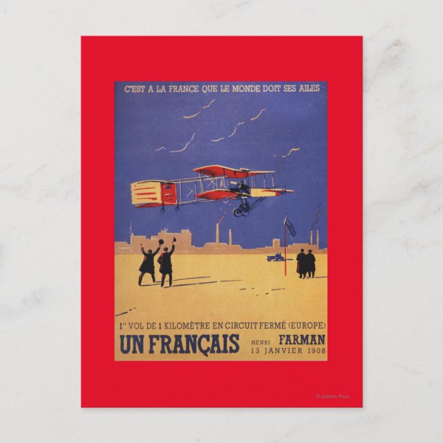 Postal Henry Farman vuela en Issy-les-Moulineaux (Anverso)
