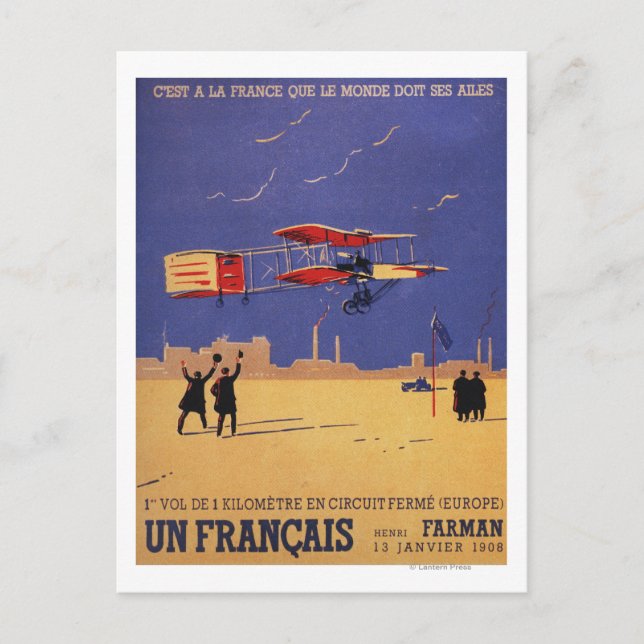 Postal Henry Farman vuela en Issy-les-Moulineaux (Anverso)