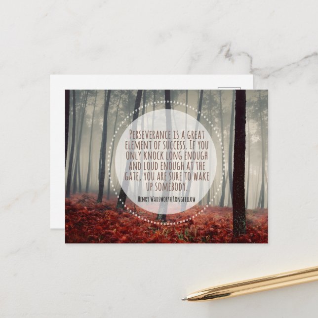 Postal Henry Longfellow Inspirador Cita Perseverante (Anverso/Reverso In Situ)